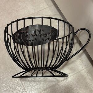 Black Wire Basket with a coffee theme-perfect for k cups!